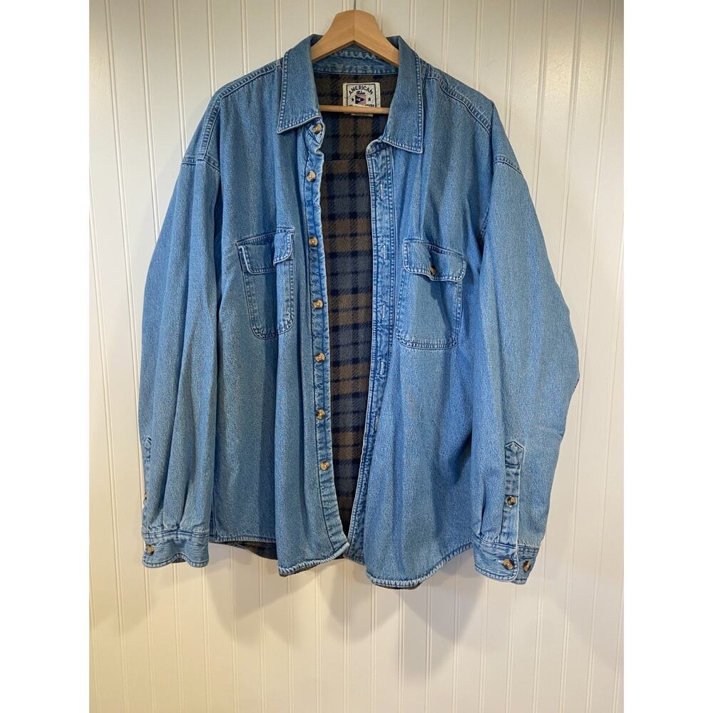 American Authentic Denim Jacket Men's XL Fleece Lined, Lumberjack, VTG, Outdoor